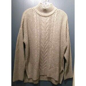 Suzy Shier Women's Grey High Low Side Slit Mock‎ Neck Relaxed Sweater Size M